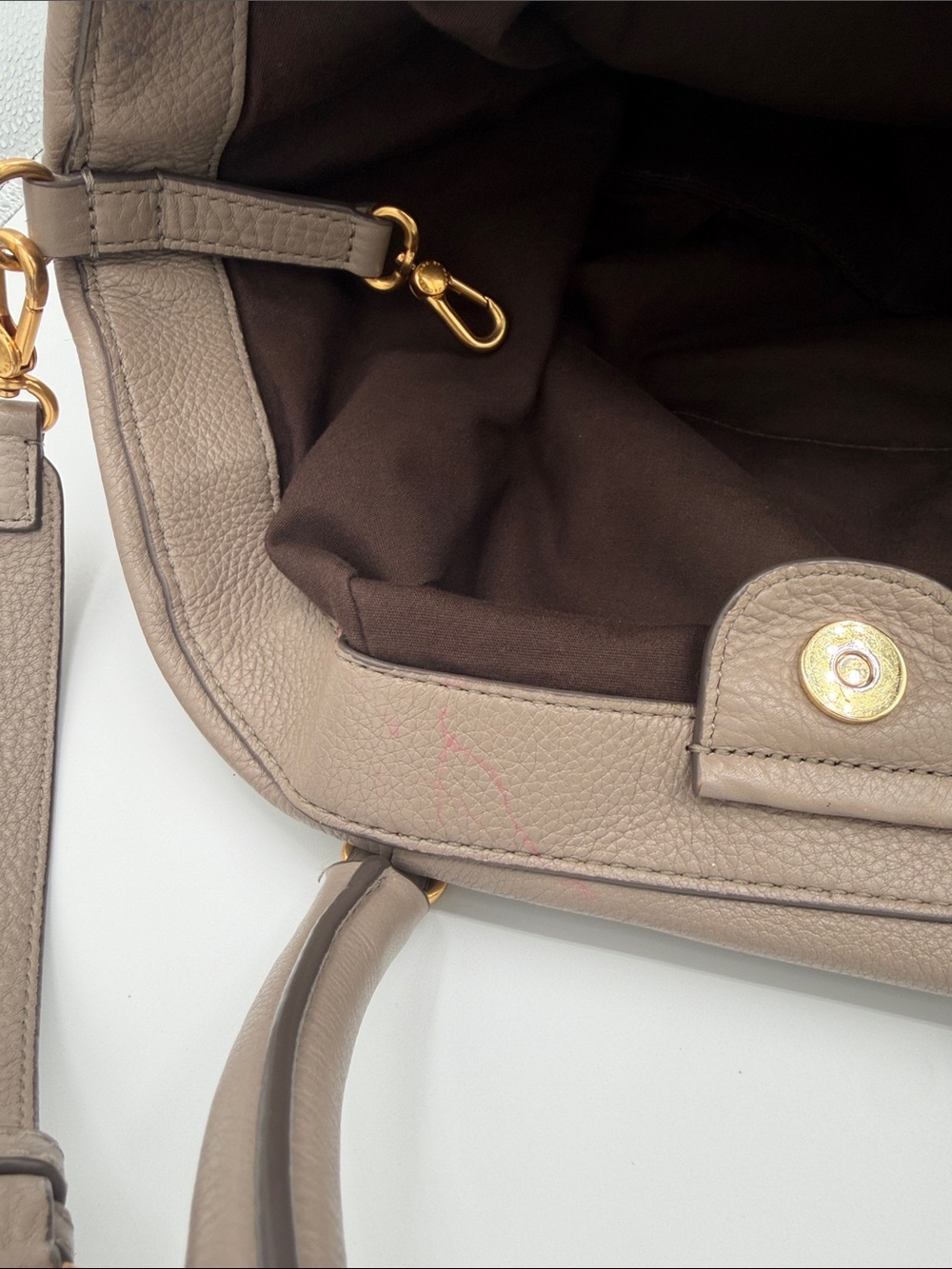 Marc by Marc Jacobs Leather Shoulder Hobo Bag Taupe - Picture 8 of 9